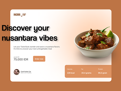 ICHI.NF (Nusantara Food) branding design food illustration landing online page redesign rendang shop store ui web