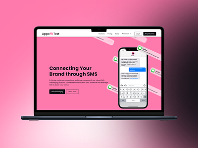 Appo💬Text - Home page concept application branding design graphic design home page landing page pink saas ui ux website
