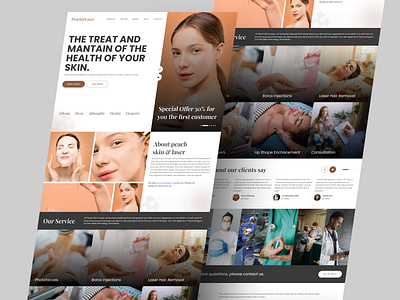 Peach & Laser - Skin Treatment Booking Website beauty graphic design homepage landingpage laser skin ui website
