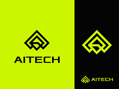 Aitech a aitech design develope it lettermark line logo square startup tech