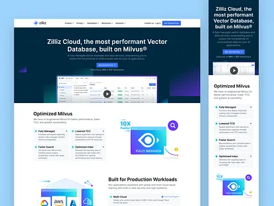 Zilliz Cloud Page ai cloud landingpage web