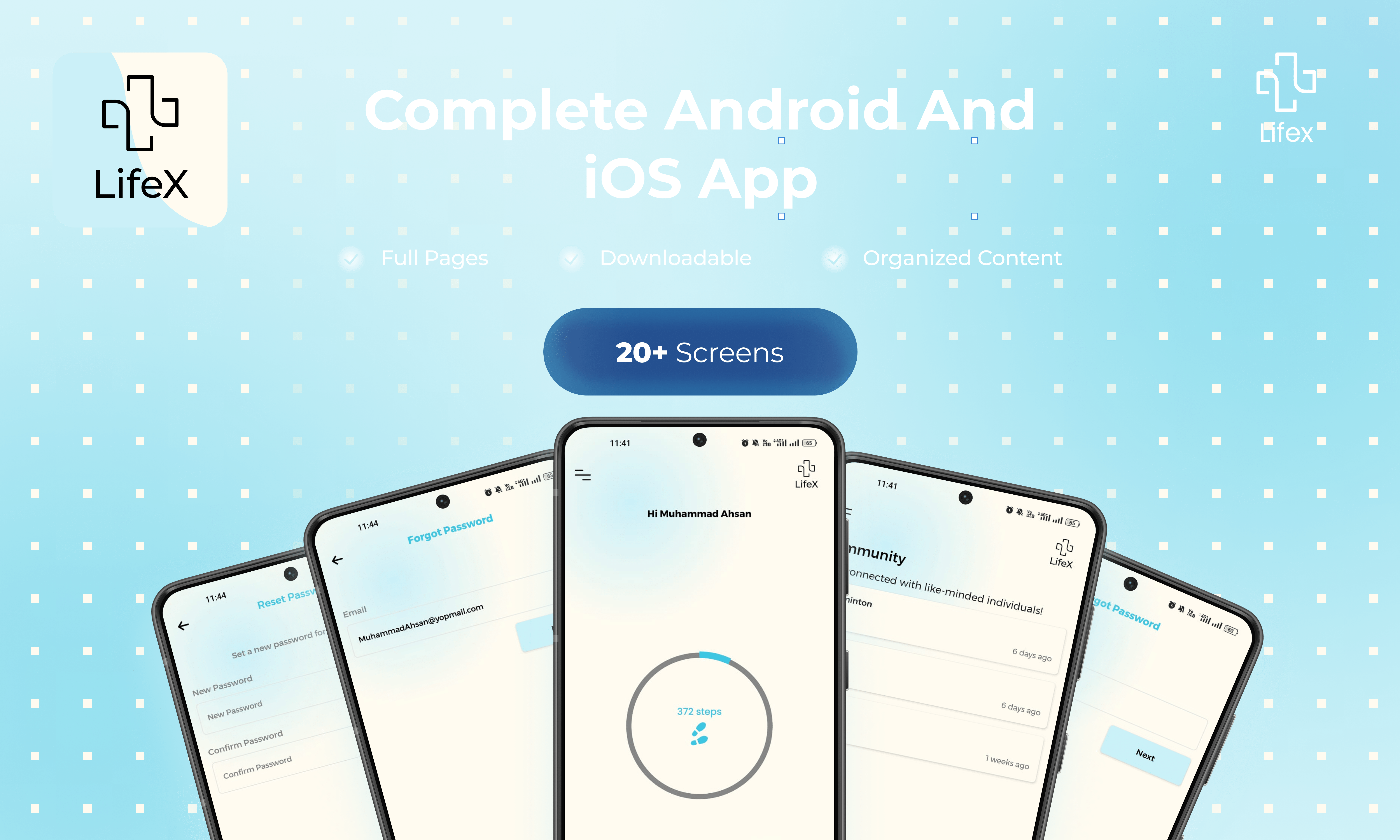 LifeX is a free and comprehensive app for medical students abobe xd animation branding figma illustrator logo photoshop ui ux