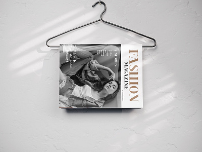 Glossy Magazine on a Clothes Hanger Mockup PSD advertising