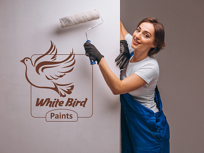 White Bird Paints Logo Design bird branding graphic design logo logodesign paint white