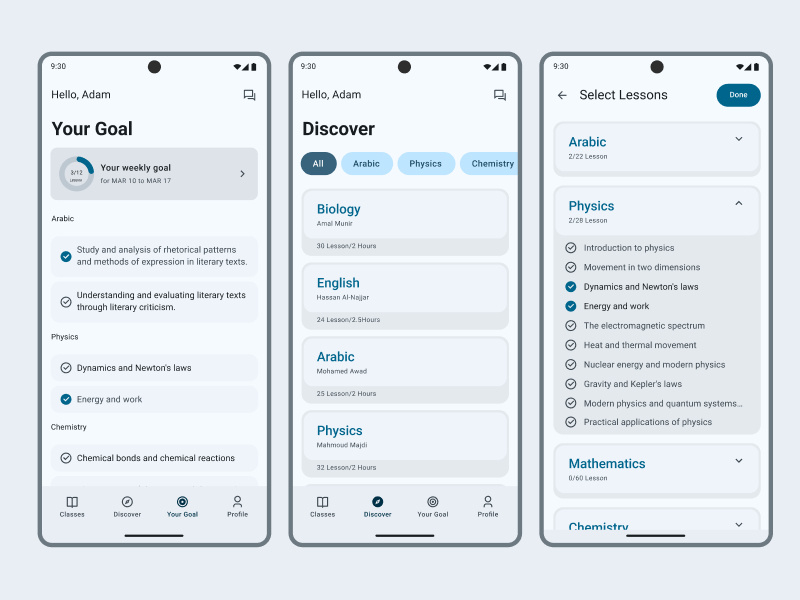 Tracking Classes Flow, Education App android app cool education figma mobile ui uidesign ux