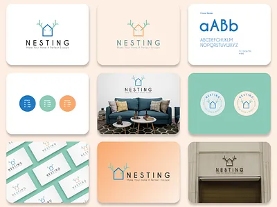 Nesting Luxury Furniture Branding badge brand designer brand identity branding business logo chair design furniture identity illustration logo logo designer logo mark mark monogram nesting packaging print table typography