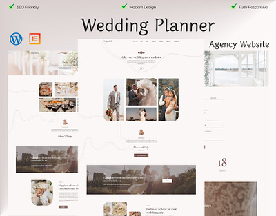 Wedding Planner Agency Website using Wordpress elementor elementor pro graphic design marriage ui wedding invitation wedding website wordpress wordpress design wordpress designer wordpress developer wordpress landing page wordpress website