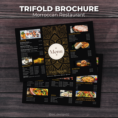 Trifold Brochure Moroccan Restaurant branding graphic design menu design