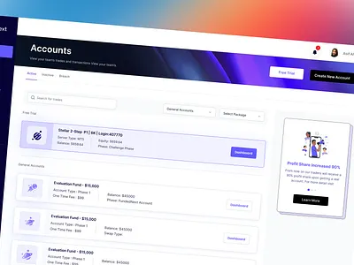 Free Trial app business website design card crypto dashboard design filter fintech forex home page illustration prop table trading ui ui design uiux designer uiuxdesign web design web3