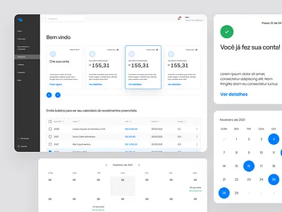 Dashboard calendar cards dashboard flat interface layout ui