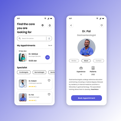 Doctor Appointment App dailyui figma mobileapp ui uidesign uiux uiuxdesign ux uxdesign