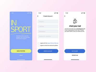 Sport App Sign Up Screen a[[ active blue concept design interface ios login mobile screen signup sport ui