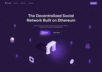 Farcaster Landing Page crypto crypto ui crypto website ethereum farcaster social network ui uidesign uiux uiux design web 3 web 3 website web3 ui webdesign website