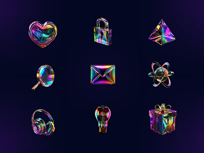 3D crystal icons 3d 3d icons glass icon icon ui