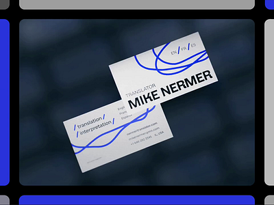 "MIKE NERMER" business card 3d abstraction animation blue branding business card font graphic design interpreter languages line logo mockup motion graphics spread translator