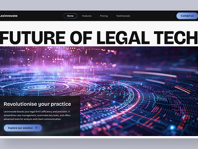 Futuristic legal tech landing page creativedesign digitalsolutions futuristic landingpage lawtech legaltech moderndesign techinnovation uiinspiration uxdesign webdesign websiteconcept