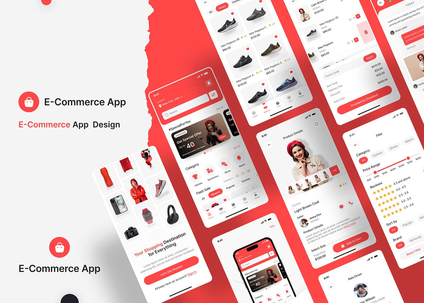 E-Commerce Red Theme App design by UI/UX Anas. on Dribbble