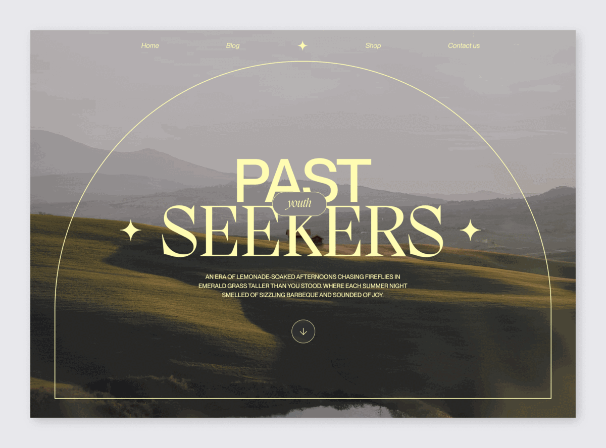 Typeface and imagery exploration bold illustration imagery landing page layout lines retro typography ui web design website yellow