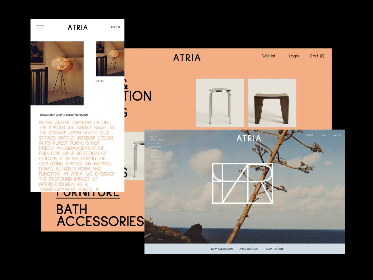 Atria Website Exploration Part 1 art direction branding creative design graphic design layout website www