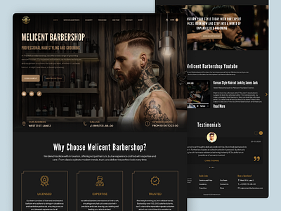 Melicent - Landing Page Barbershop barbershop creative ui design ui uidesign uiinterface uiux uiuxdesign uiweb ux uxdesign webdesign website