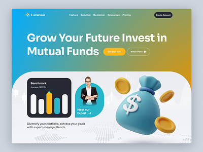 Finance Website - Investment Mutual Funds banking banking web design finance fintech home landing landing page money mutual funds site ui uidesign uiux userinterface ux web design web page webpage website