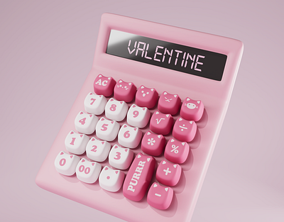 Valentine 3D calculator motion design 3d 3d modeling animation calculator design illustration motion design motion graphics valentine