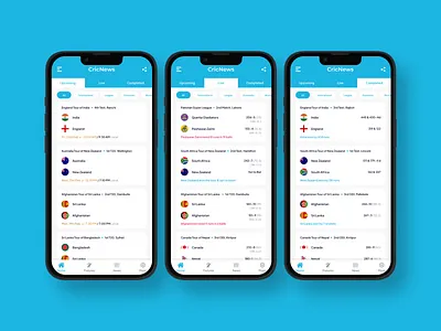 "CricNews" Live Cricket Mobile App app app design app ui branding cricbuzz cricbuzz app design cricket scorecard app espncricinfo app design graphic design live cricket score live sports app logo minimal mobile mobile app ui scoreboard scorecard sports app ui ui design