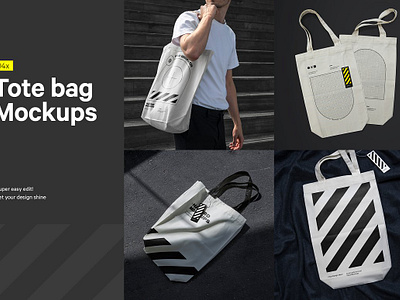 4x Tote Bag Mockup Bundle 3d wrap 4x tote bag mockup bundle architecture mockup branding mockups clothes concrete cotton event mockup marketing merchandise merchandise mockups shopify social media stationery mockup streetwear mockup urban mockup webshop mockup