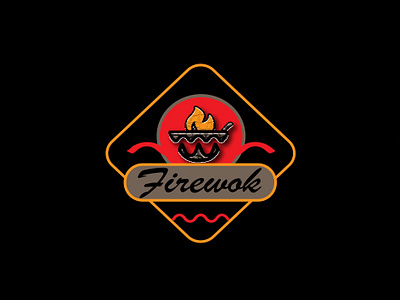 Emblem Logo for "FIREWOK" Noodles Brand!! animation brand identity branding design graphic design graphic designer illustration logo motion graphics vector