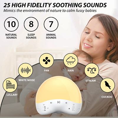 Baby Night Light Sound Machine amazon listing images