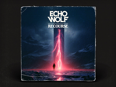 Echo Wolf - Recourse 80s album art grunge logo photoshop retro sci fi synthwave texture track art typography