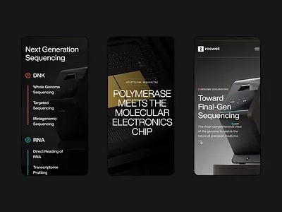 The Genome Sequencing page — Mobile biotech biotechnology biotechwebaesthetic contentcentricdesign fiftysevenagency genomesequencingpage interactivestorytelling mobilelayout mobilewebdesign responsivedesign roswellbiotechnologies semiconductor techstory ui userjourney ux visualbrandnarrative visualnarrative visualstorytelling webdesign