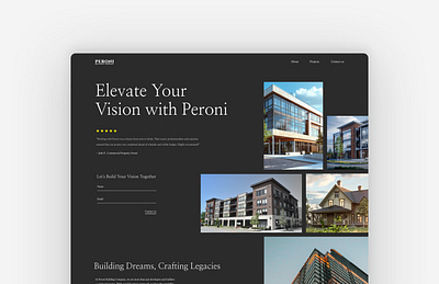 Peroni Builders landing page black and white builders building company building landing page construction company construction company website construction landing page design digital design landing page typography ui ux