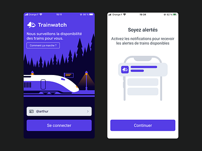 Train ticket app alert app booking branding ico icon illustration landscape logo notification svg train ui watching