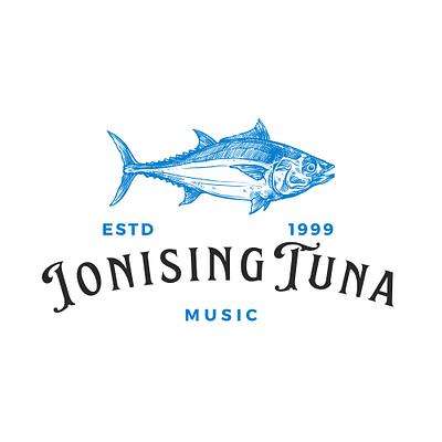 Logo 0001 (IonisingTuna) blue branding design digital drawn fantasy fish graphic design illustration logo music organic paint paper pen text tuna vector