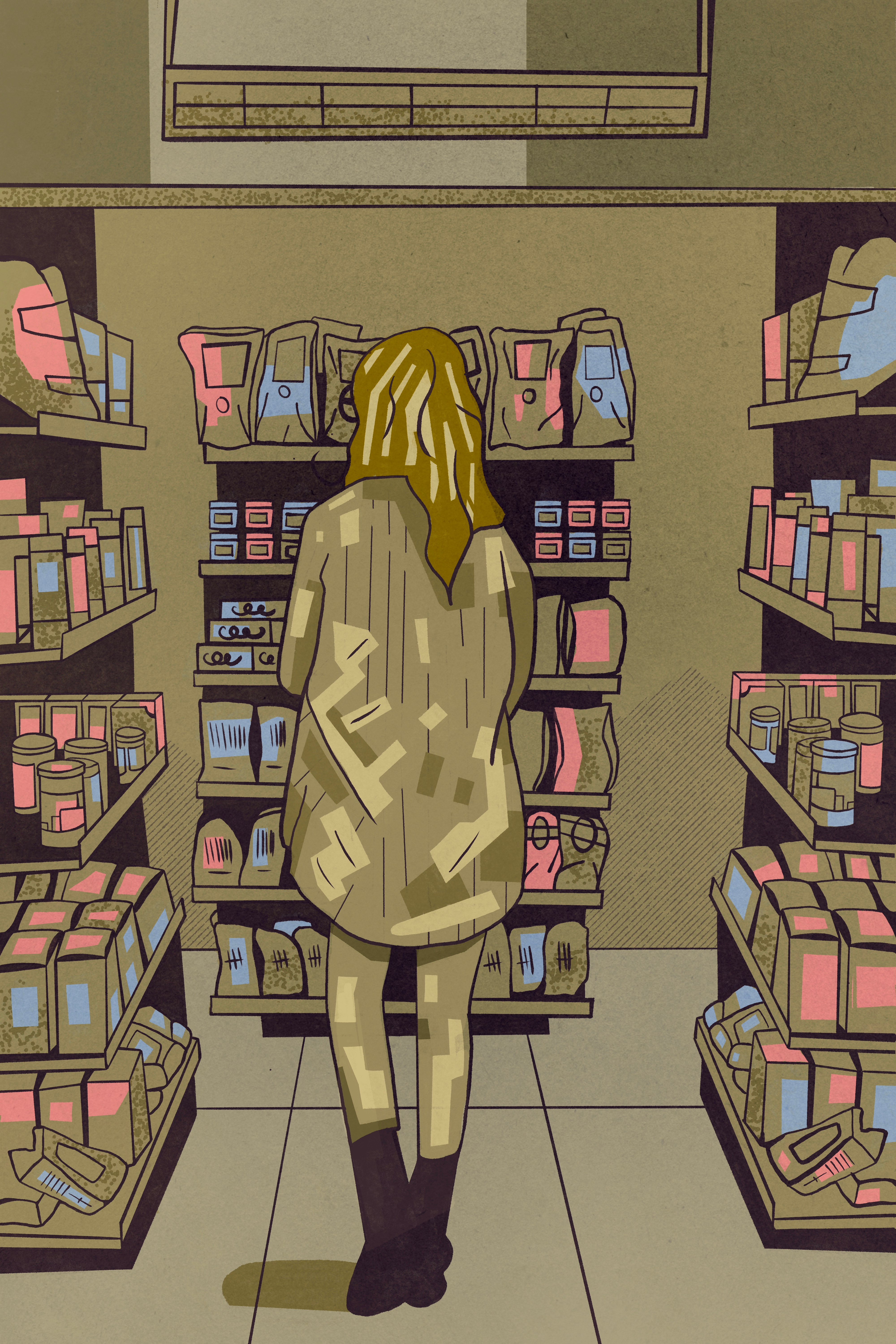 Woman in Supermarket art direction artistic character character design colorful design illo illustration illustrative life lifestyle minimal procreate realistic urban