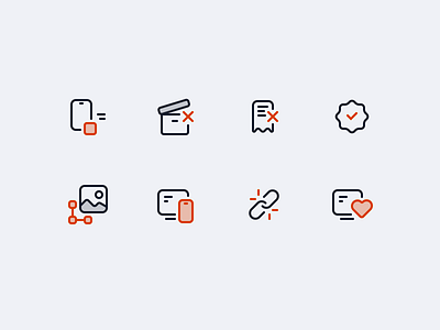 Icons I designed for my personal portfolio website black clean icon set icons illustration orange outline