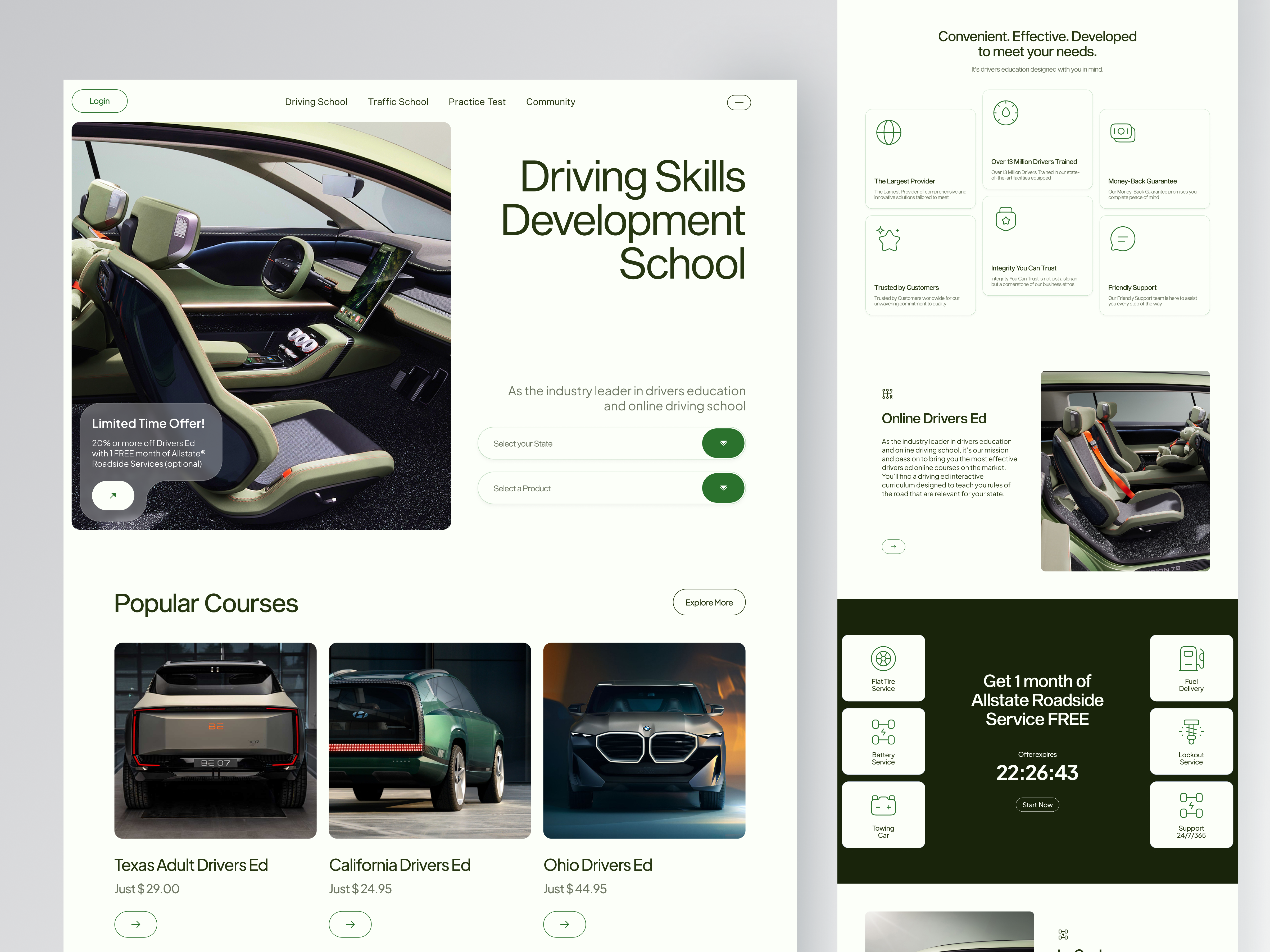 Devonzio - Driving School Landing Page car clean driver driving driving school driving website landing page school driving school web ui uiux web design website