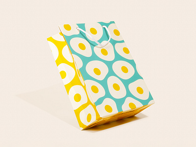 Fried Eggs Gift Bag birthday breakfast design egg fried egg frying pan gift gift bag gift wrap greeting card illustration pattern sunny side up wrapping paper