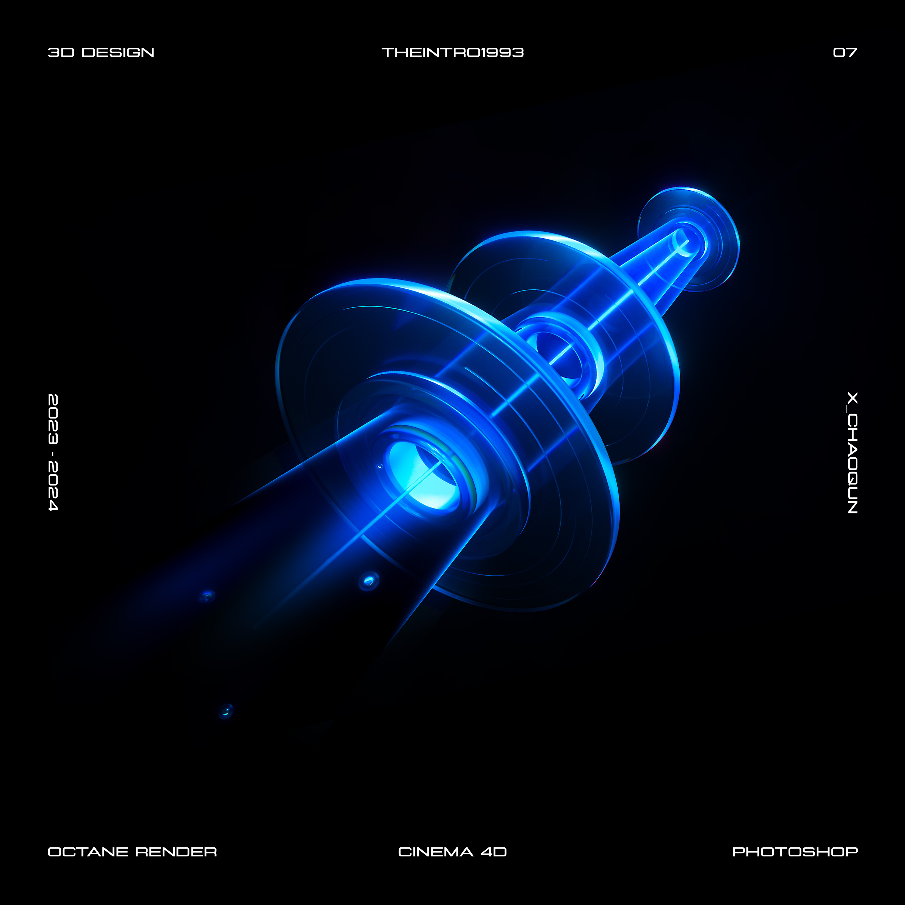 Tech-inspired 3D renderings vol.7 3d blue branding c4d graphic design icon octane render technology ui