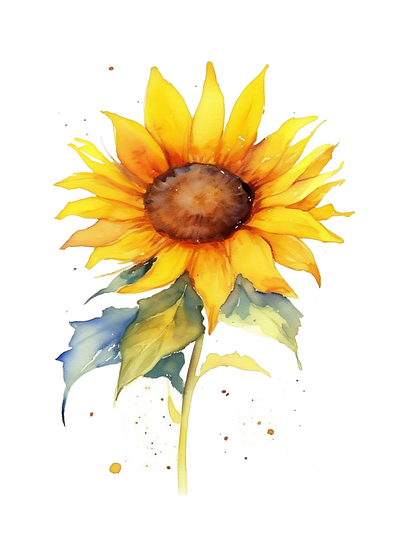 Watercolor sunflower art floral flower flower lover paiting sunflower wallart watercolor