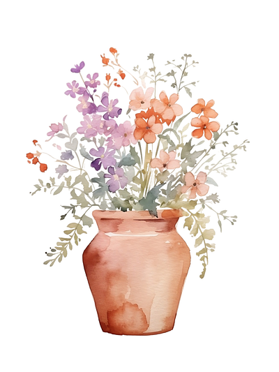 Watercolor flower vase art floral flower flower lover flower vase painting wallart watercolor