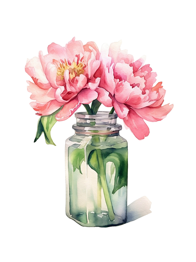 Watercolor flower art decor floral flower flower lover flower vase painting pink flower wallart watercolor
