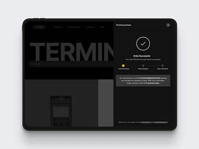 Terminal Purchase - Success page design designthinking fintech minimal order success terminal ui uidesign uiuxdesign ux ui