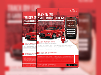 Mobile App Flyer Design business flyer car flyer cartracker corporate flyer leaflet marketing mobile app poster promotion prospectus
