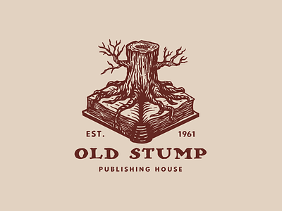 Old stump book logo logotype nature publishing stump tree wood