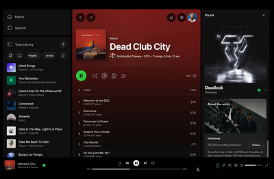 Spotify UI Refinement Study clean ui dribbblers redesign spotify spotify design ui ui design ux