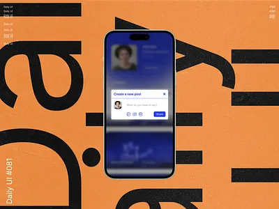 Daily UI 081 - Status Update blue branding challenge create creation daily dailyui design facebook instagram media minimalism new post posts publication social twitter ui ux