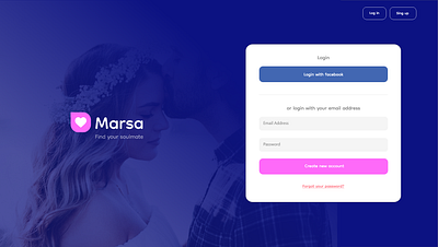 Marsa - Elevate Your Dating Experience with Intuitive UI app blue dating girl love man marrage meet pink ui ux website wedding
