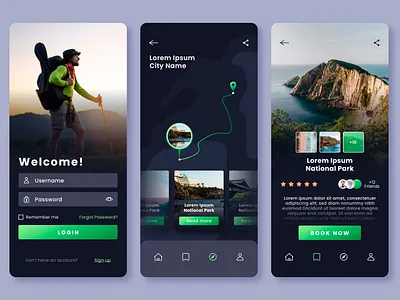 Dark mode Travel App app app design figma graphic design mobile app mobile app tampleat mobile travel app travel travel app travel app ui ui uiux ux